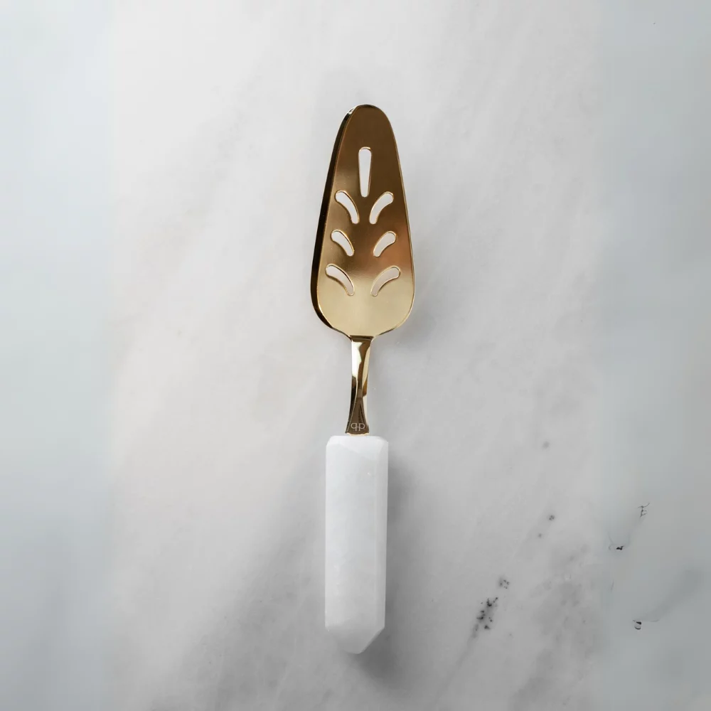 Pá para Bolo Gold - Quartzo Branco
