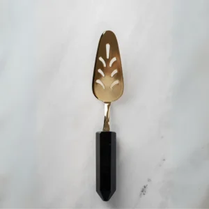 Pá para Bolo Gold Quartzo Obsidiana Negra