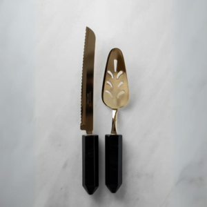 Faca para Pão Gold Quartzo Obsidiana Negra