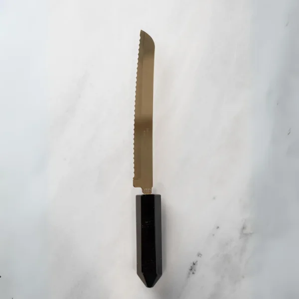 Faca para Pão Gold Quartzo Obsidiana Negra