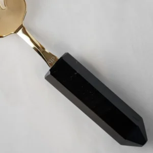 Pá para Bolo Gold Quartzo Obsidiana Negra