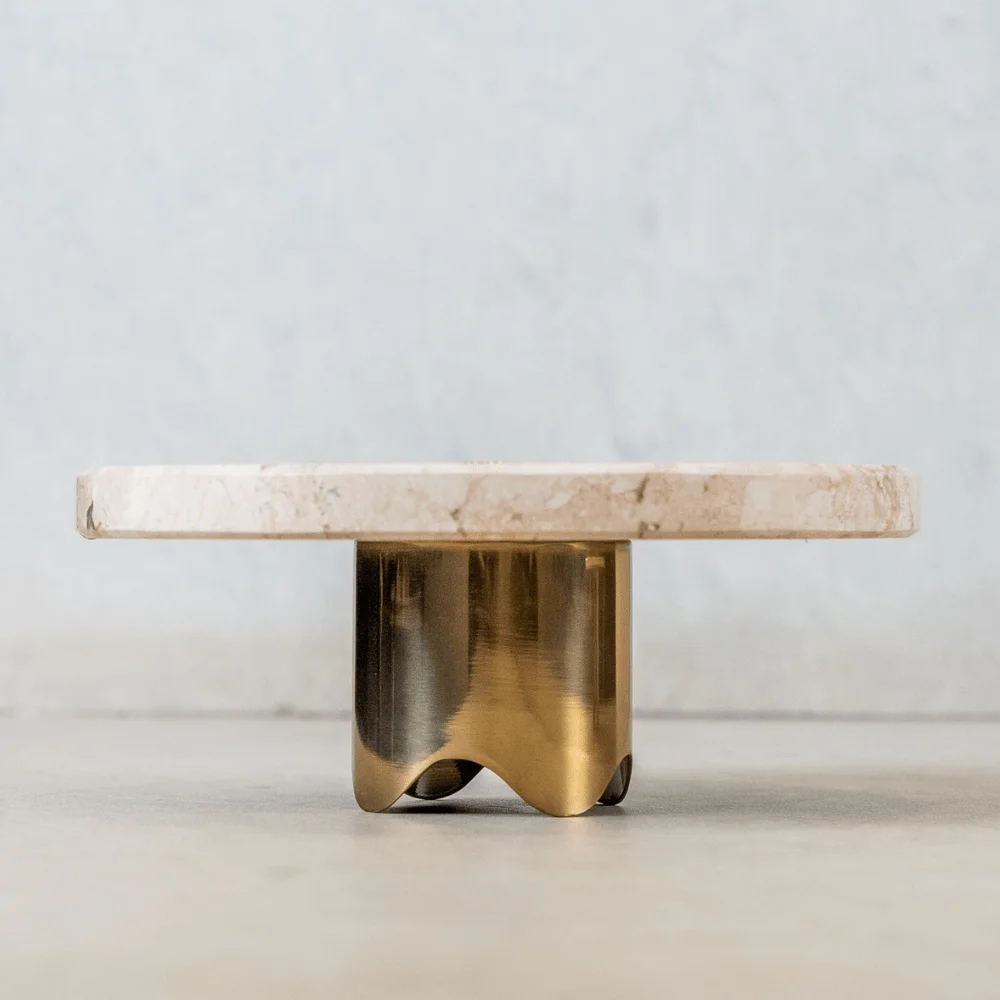 Boleira Bespoke Petit Travertino Polido com Base Gold - Imagem 5