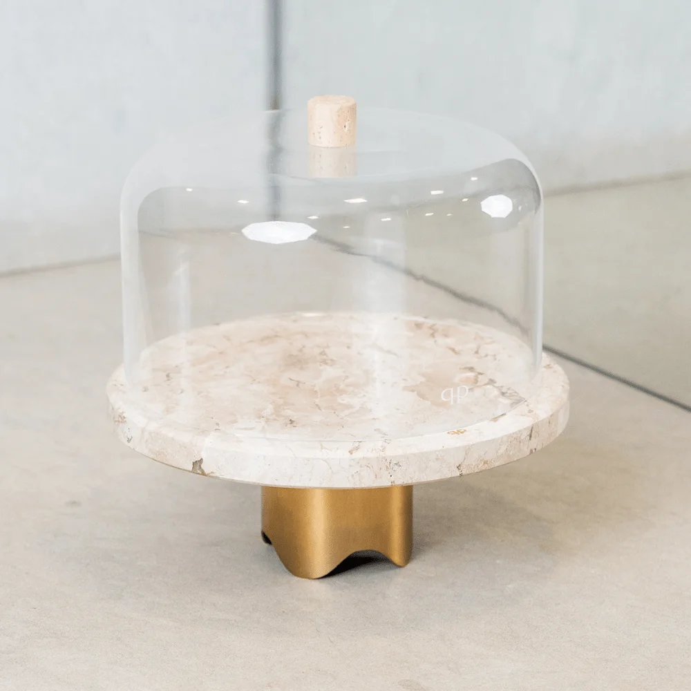 Boleira Bespoke Petit Travertino Polido com Base Gold - Imagem 6