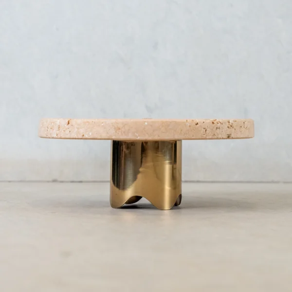 Boleira Bespoke Petit Travertino Romano Bruto com Base Gold - Imagem 5
