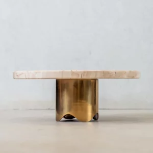 Boleira Bespoke Travertino Polido com Base Gold