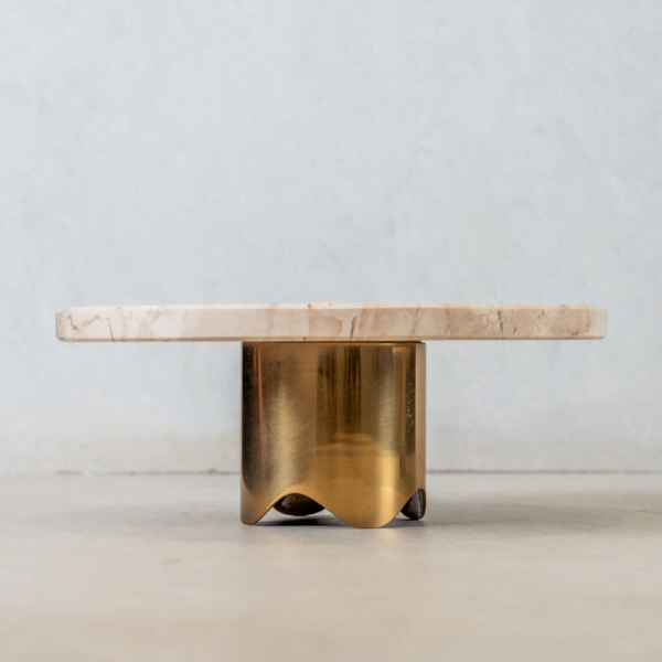 Boleira Bespoke Travertino Polido com Base Gold