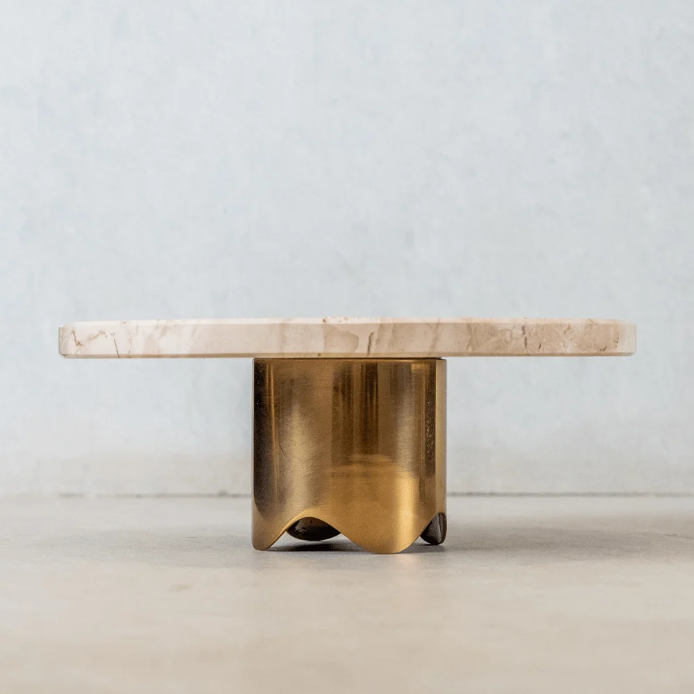 Boleira Bespoke Travertino Polido com Base Gold
