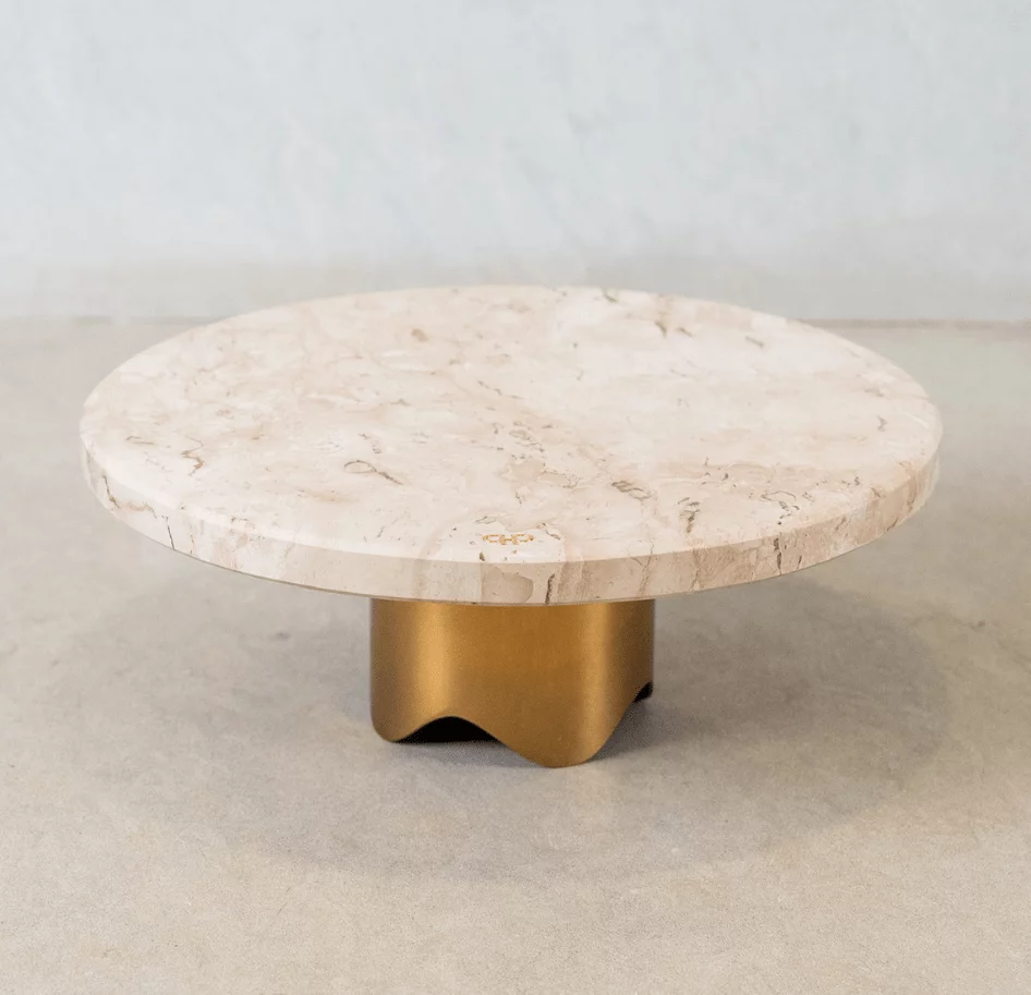 Boleira Bespoke Travertino Polido com Base Gold - Imagem 5