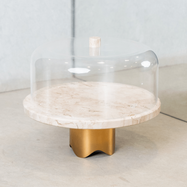 Boleira Bespoke Travertino Polido com Base Gold - Imagem 6