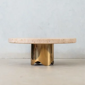Boleira Bespoke Petit Travertino Romano Bruto com Base Gold