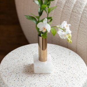 Vaso Solitário Dourado Quartzo Cristal