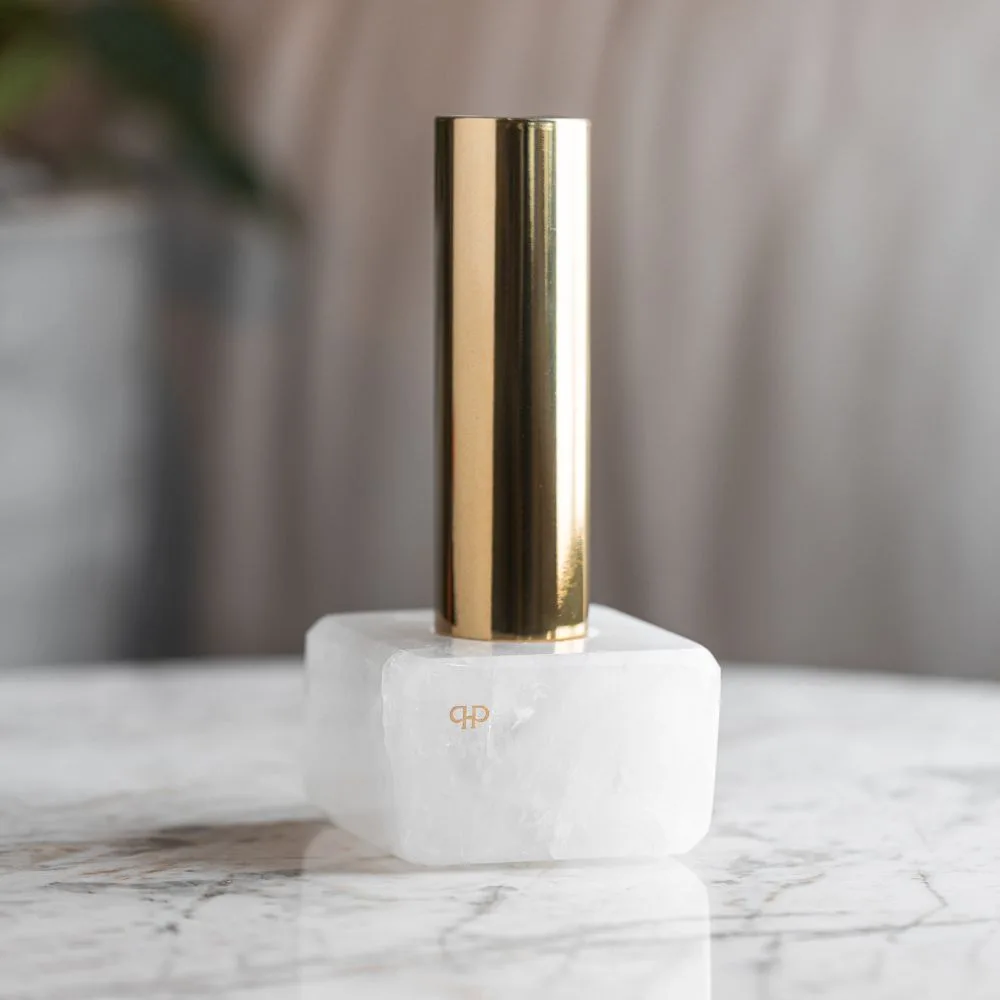Vaso Solitário Dourado Quartzo Branco - Imagem 2