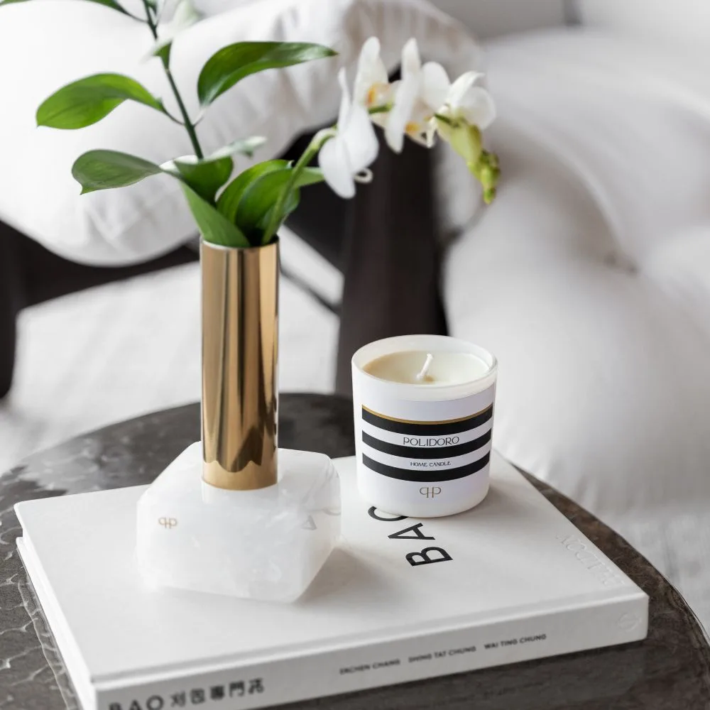 Vaso Solitário Dourado Quartzo Branco - Imagem 6