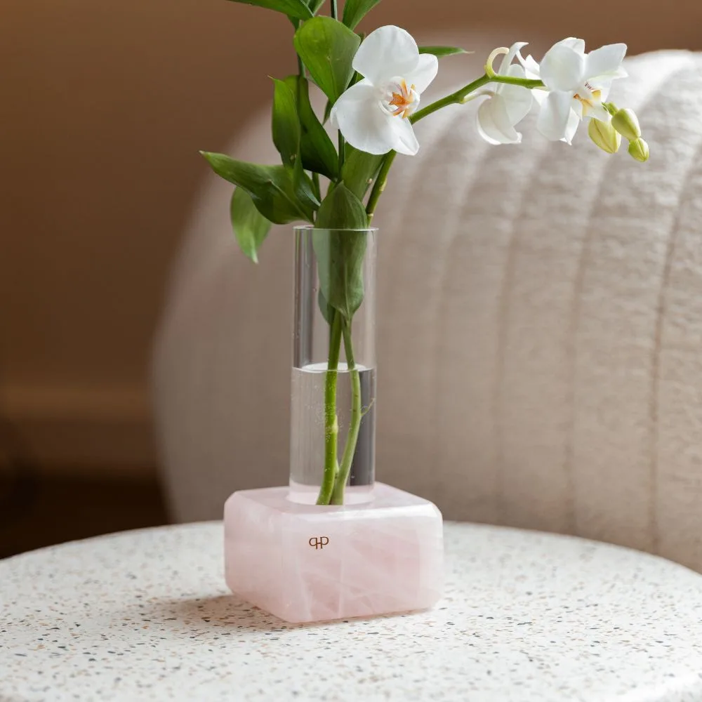 Vaso Solitário Acrílico Quartzo Rosa
