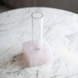 Vaso Solitário Acrílico Quartzo Rosa